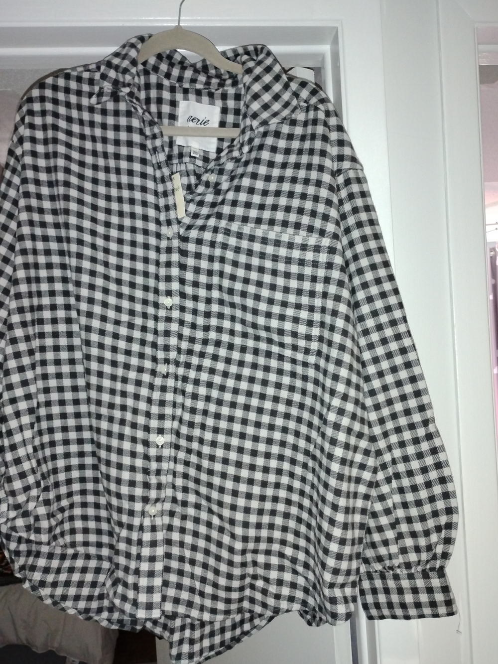 aerie Black and White Gingham Button-Down Shirt